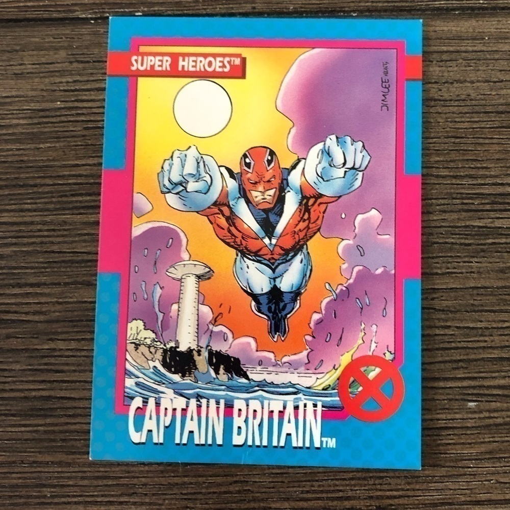 Vintage X-Men 1992 trading card: Captain Britain (Super Heroes)